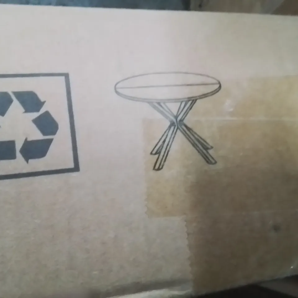 BOXED ADORNA ROUND SOLID WOOD TOP METAL BASE DINING TABLE 