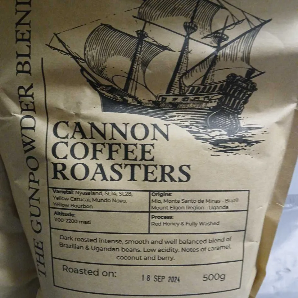 LOT OF 2 500G PACKS OF WHOLE BEANS CANNON COFFEE 