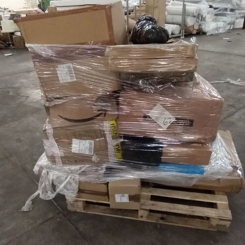 PALLET OF ASSORTED HOUSEHOLD GOODS AND PRODUCTS TO INCLUDE; SACK TRUCKS, WHEEL BARROW, EGG BOILERS ETC