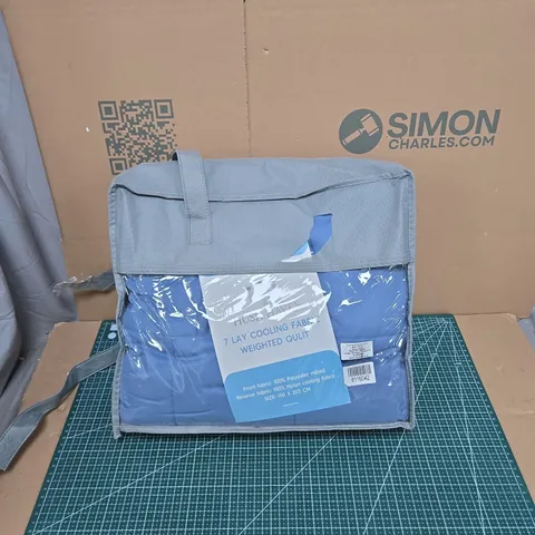 HUSH HAVEN 7-LAY COOLING WEIGHTED QUILT, 150 X 203 CM – BLUE, IN CARRY BAG