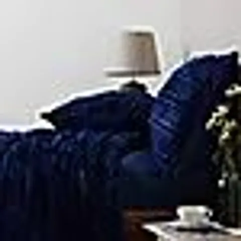 COZEE HOME LARGE DOBBY STRIPED VELVETSOFT 4 PIECE DUVET SET IN NAVY - SINGLE