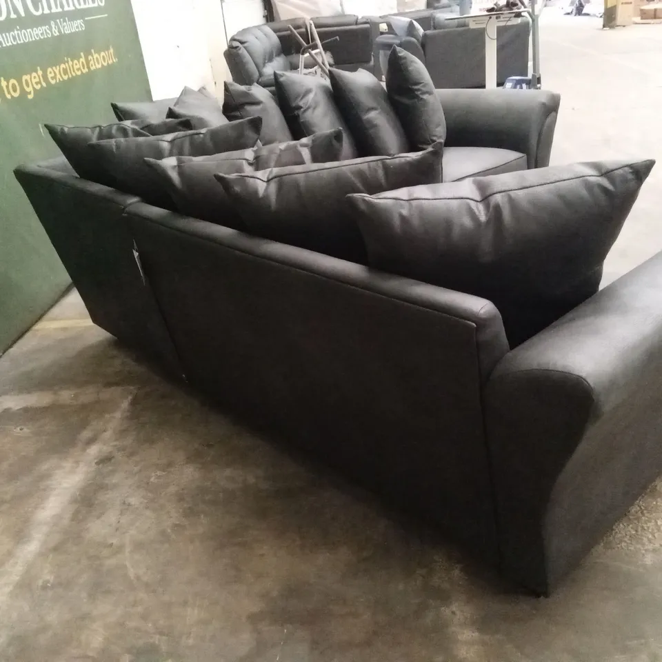 DURY LEATHER LOOK CORNER GROUP SOFA - BLACK RRP £1119