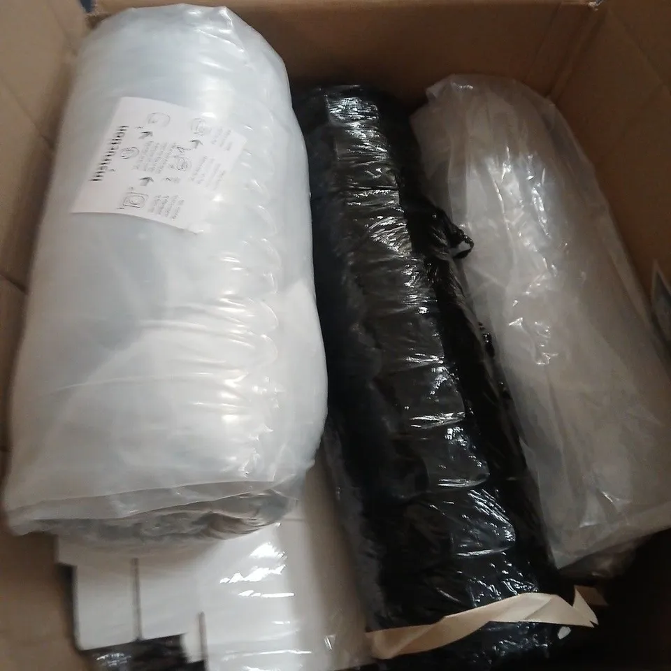 BOX OF APPROXIMATELY 8 ASSORTED ITEMS INCLUDING PATTERNED BLANKET , FOLDABLE DECORATIVE BOXES AND DUVET