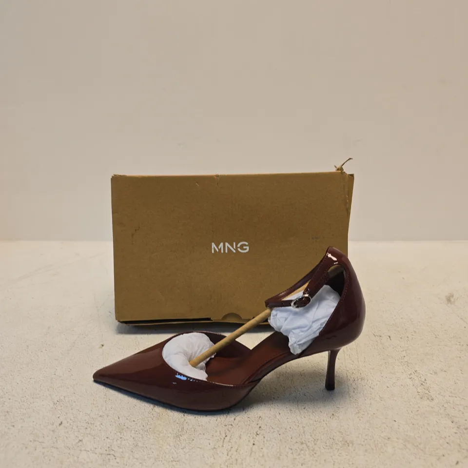 MNG BY MANGO WOMEN'S BROWN PATENT LEATHER HIGH-HEELED SHOES SIZE 5
