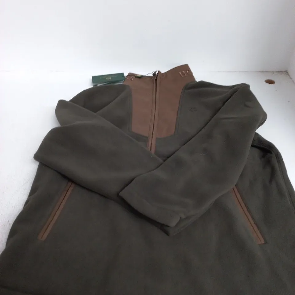 HOLLAND COOPER JACKET – OLIVE GREEN WITH BROWN ZIPS – UK S