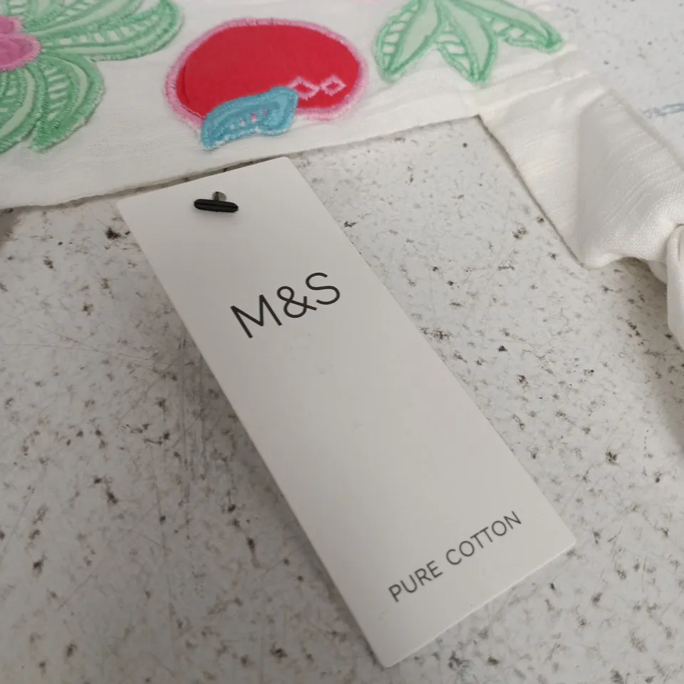 M&S Pure Cotton Girls’ Dress – White Embroidered, UK 5-6 Years (EU 116)
