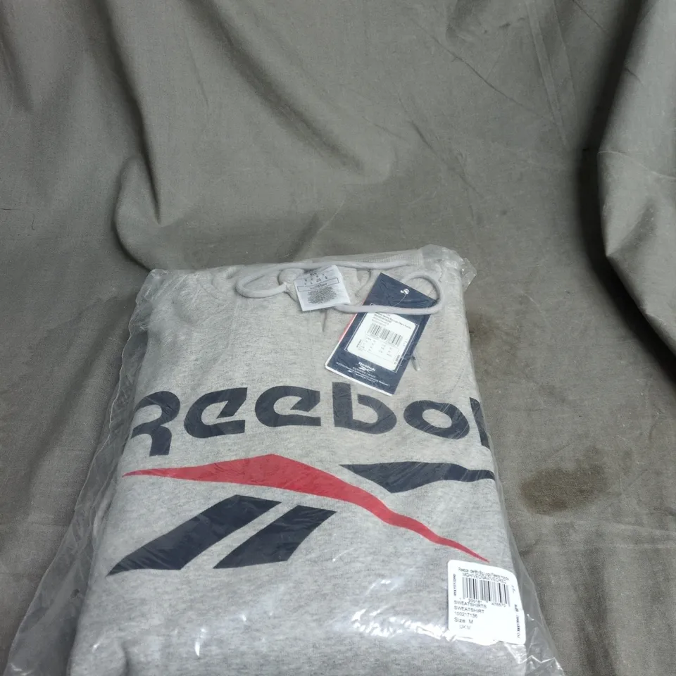REEBOK IDENTITY BIG LOGO FLEECE HOODIE – GREY, UK M