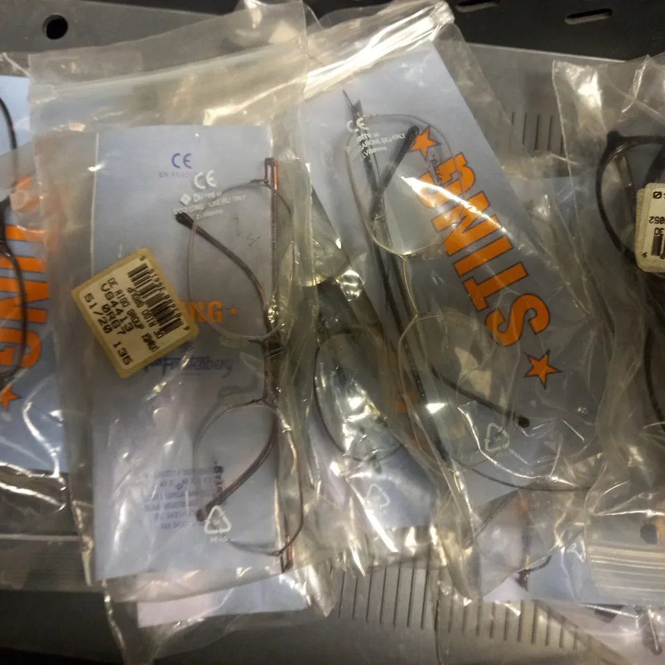 APPROXIMATELY 10 ASSORTED DE RIGO STING GLASSES TO INCLUDE MODELS 4413, 6157m, 4414, 4319 ETC. 