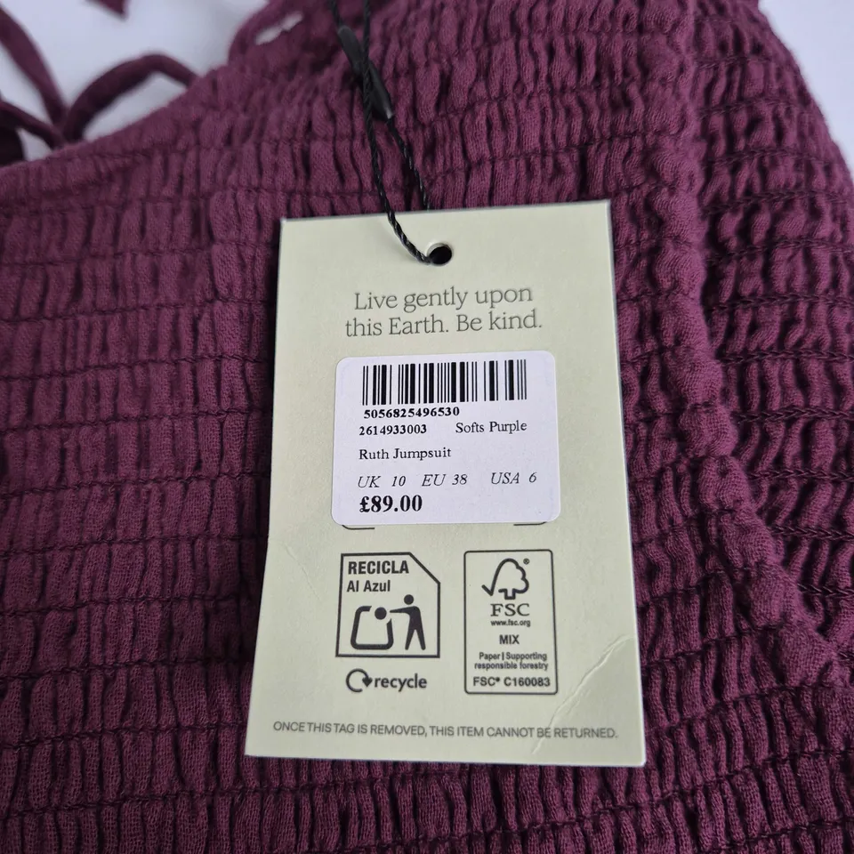 NOBODY'S CHILD RUTH JUMPSUIT - SOFT PURPLE, UK 10 (EU 38, USA 6)