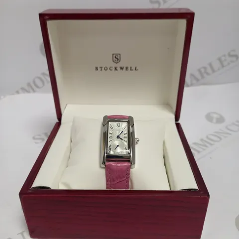 LADIES STOCKWELL WATCH – TEXTURED DIAL WITH SUB DIAL MINUTE HAND – PINK LEATHER STRAP 