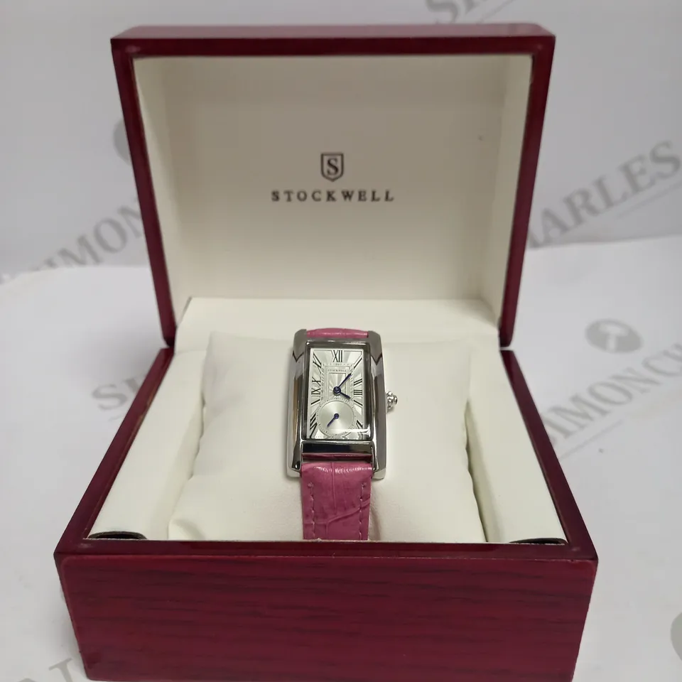 LADIES STOCKWELL WATCH – TEXTURED DIAL WITH SUB DIAL MINUTE HAND – PINK LEATHER STRAP 