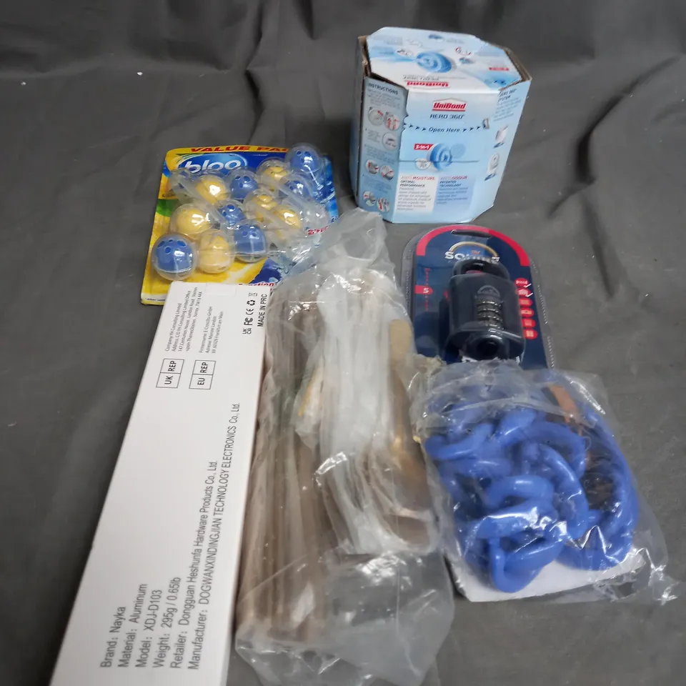 APPROXIMATELY 20 ASSORTED HOUSEHOLD ITEMS TOO INCLUDE LOCKS , AIR FRESHENER , TOILET CLEANER , ETC