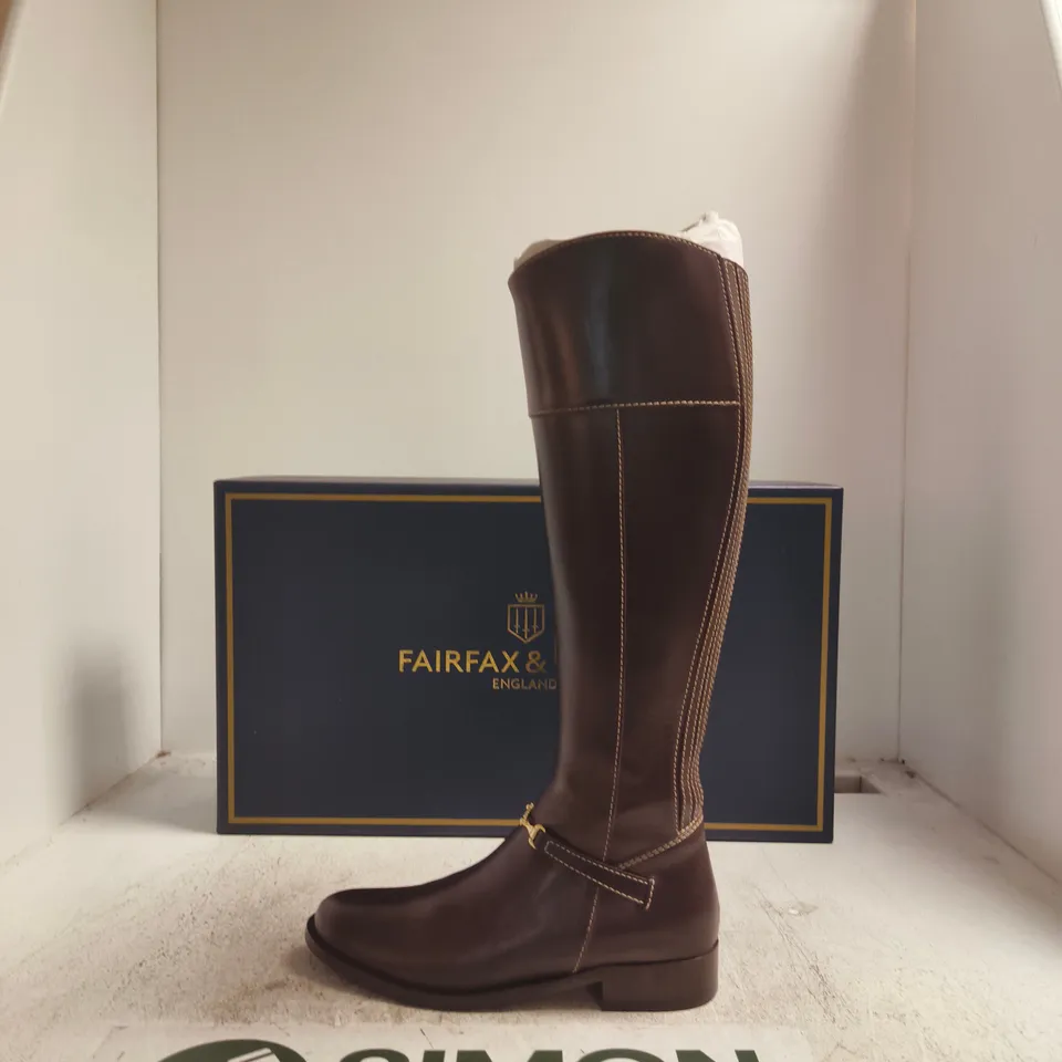 FAIRFAX & FAVOR WOMEN'S OCTAVIA MAHOGANY LEATHER KNEE-HIGH BOOTS UK 6
