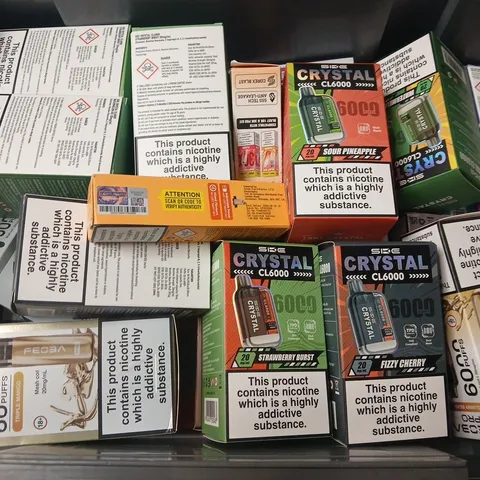 APPROXIMATELY 20 ASSORTED E-CIGARETTE PRODUCTS TO INCLUDE BRANDS SUCH AS FEOBA, SIKE, LOST MARY, ETC - COLLECTION ONLY