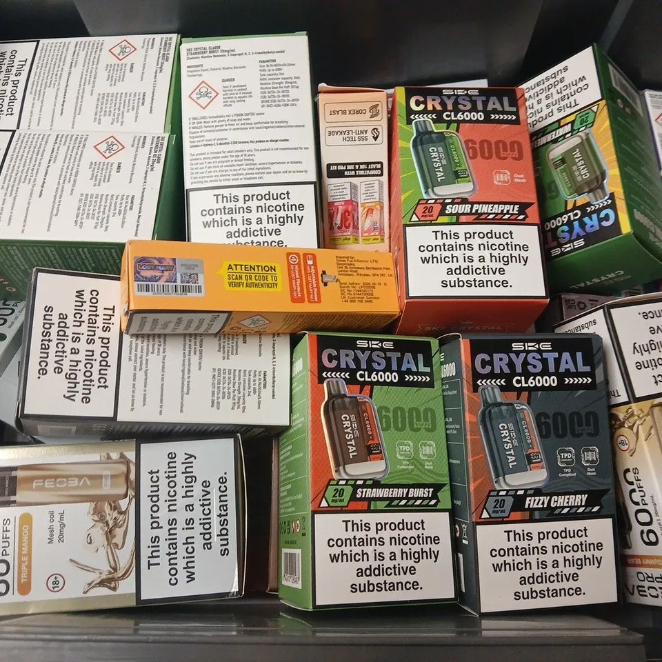 APPROXIMATELY 20 ASSORTED E-CIGARETTE PRODUCTS TO INCLUDE BRANDS SUCH AS FEOBA, SIKE, LOST MARY, ETC - COLLECTION ONLY