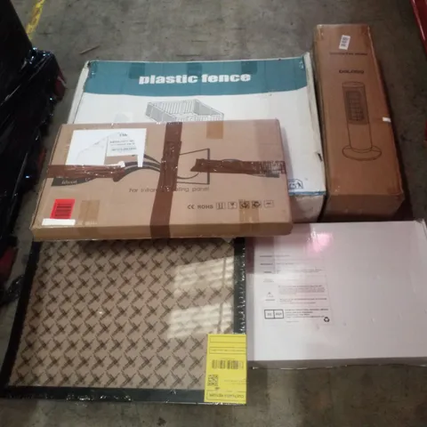 PALLET CONTAINING ASSORTED PRODUCTS INCLUDING PLASTIC FENCE, ELECTRIC FAN HEATER, INFRARED HEATING PANEL, PICTURE FRAME & SHOWER MIXER SYSTEM