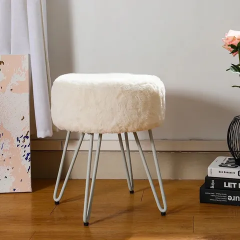 BOXED ADARSH METAL DRESSING TABLE STOOL - WHITE (1 BOX)