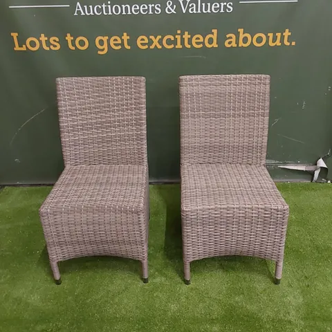 SET OF 2 DESIGNER GREY RATTAN DINING CHAIRS