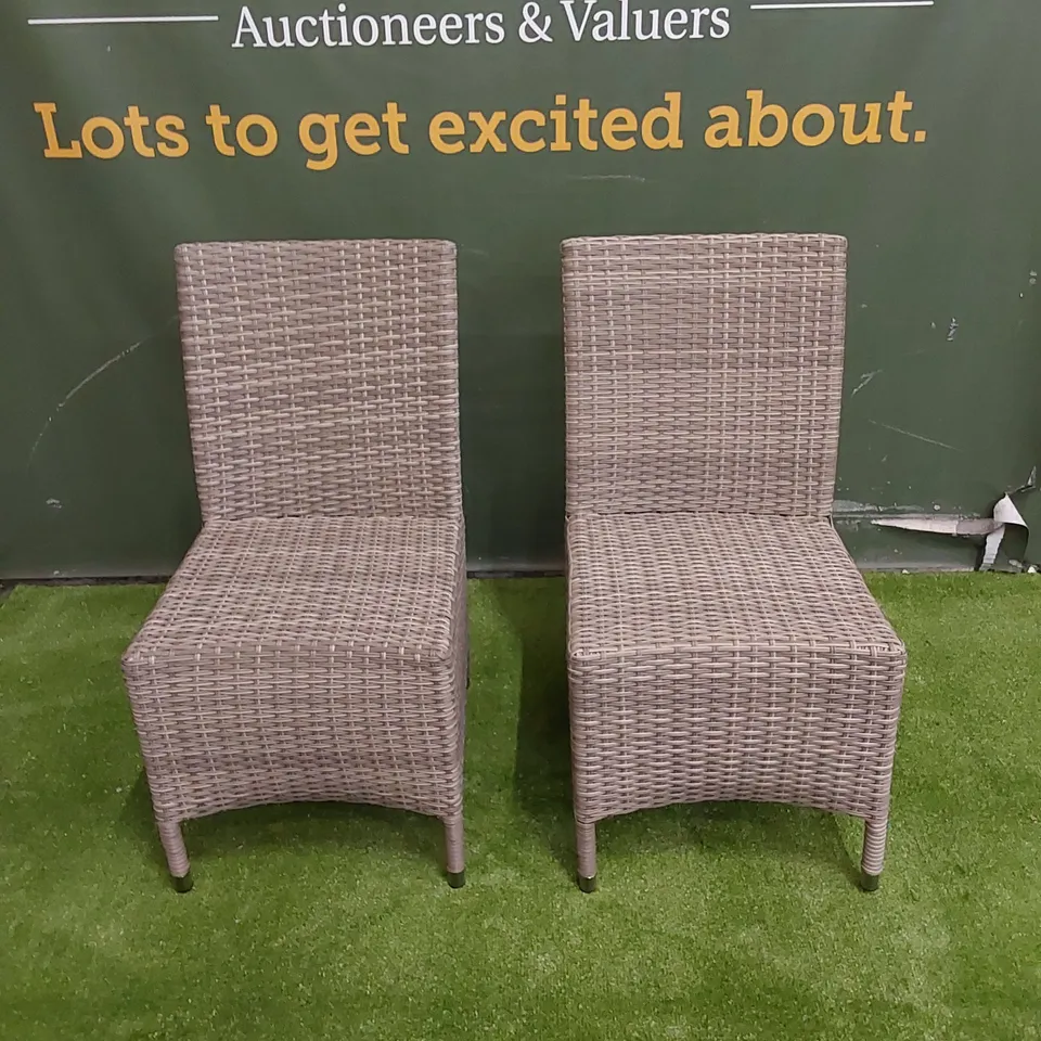 SET OF 2 DESIGNER GREY RATTAN DINING CHAIRS 
