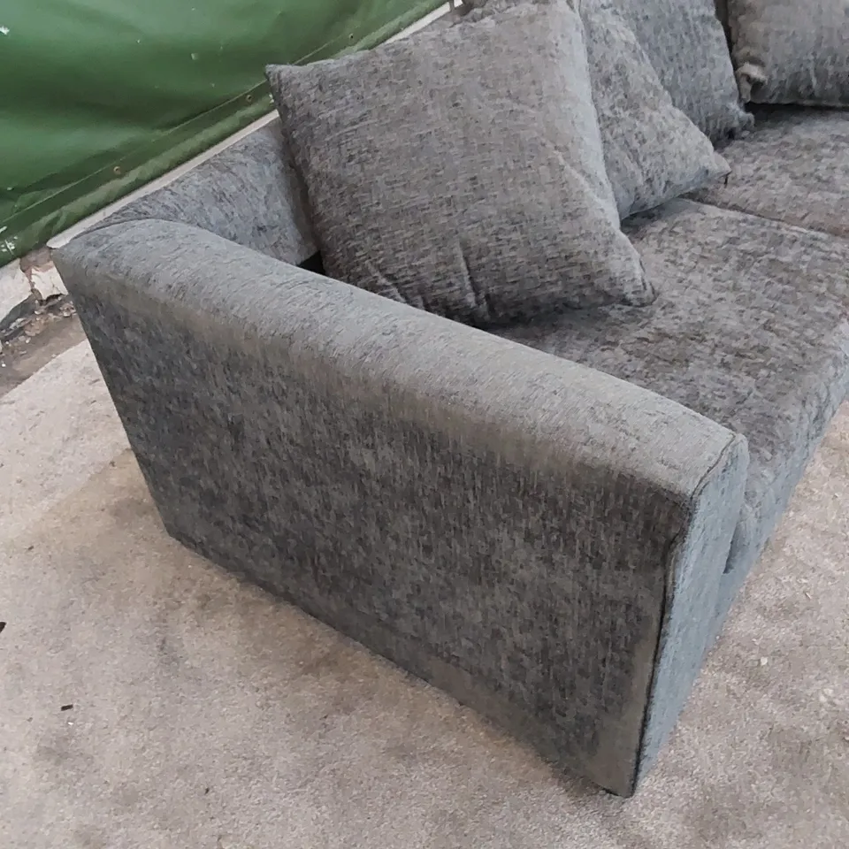 DESIGNER HOPFINGER 3-SEATER FABRIC UPHOLSTERED SOFA - CHARCOAL 