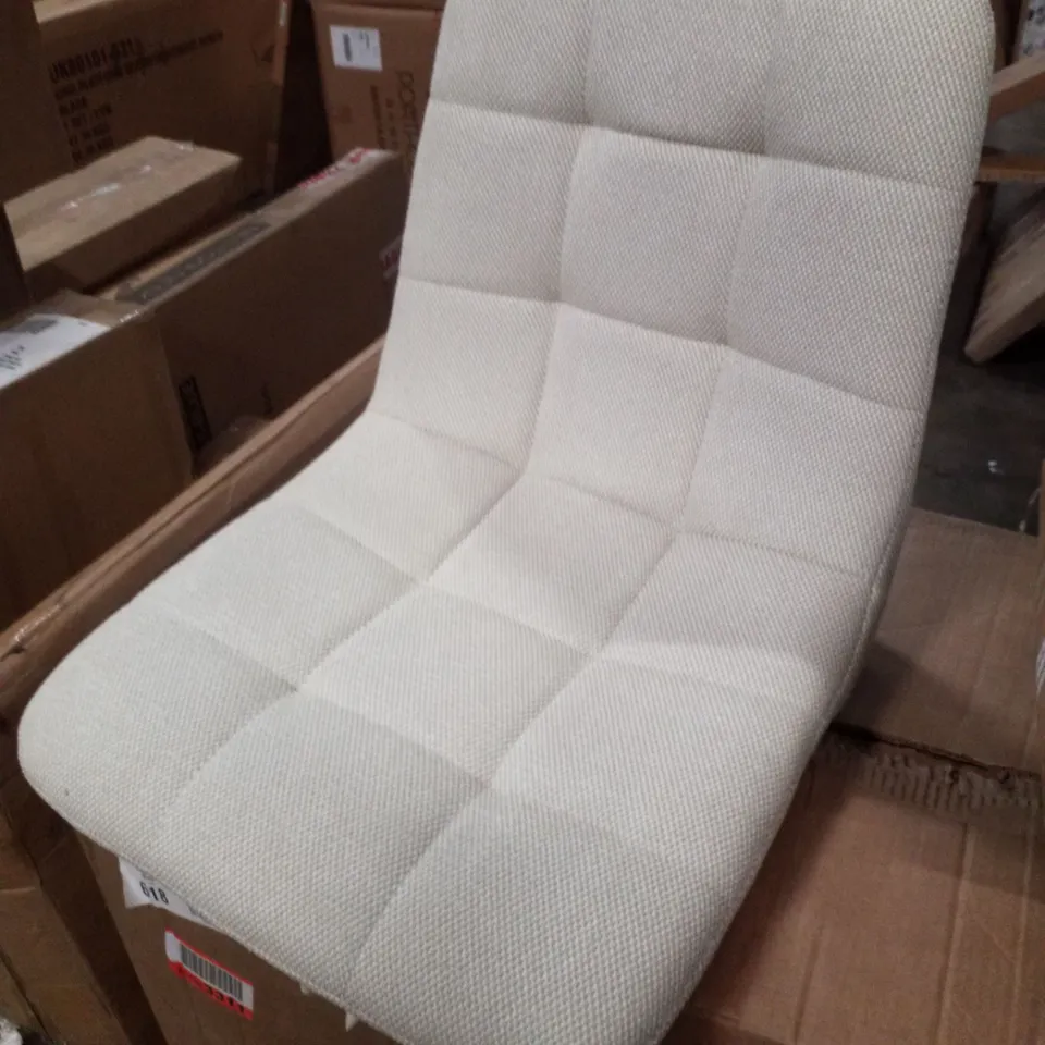 BOXED SET OF 2 CREAM FABRIC DINING CHAIRS 
