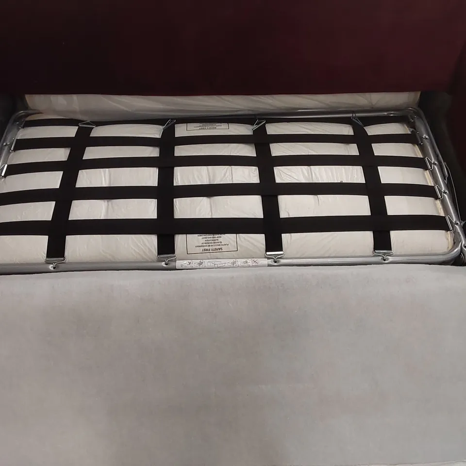QUALITY DESIGNER RED VELVET CORNER SOFA BED