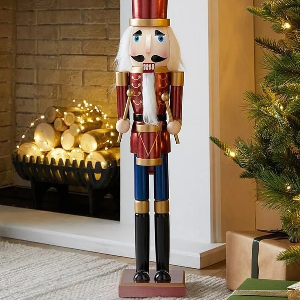 THE VERY COLLECTION LARGE WOODEN NUTCRACKER CHRISTMAS DECORATION - 75 CM
