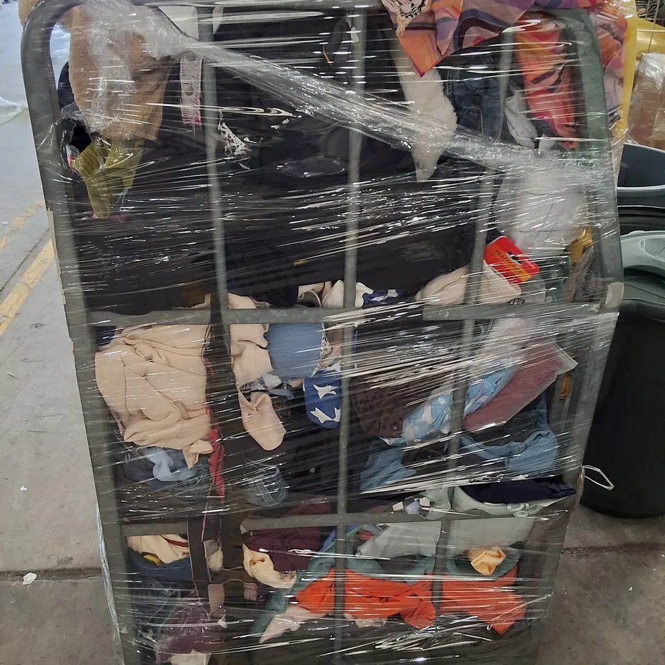 CAGE CONTAINING ASSORTED CLOTHING
