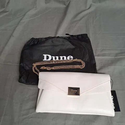 DUNE LONDON ENVELOPE CLUTCH IN WHITE/GOLD