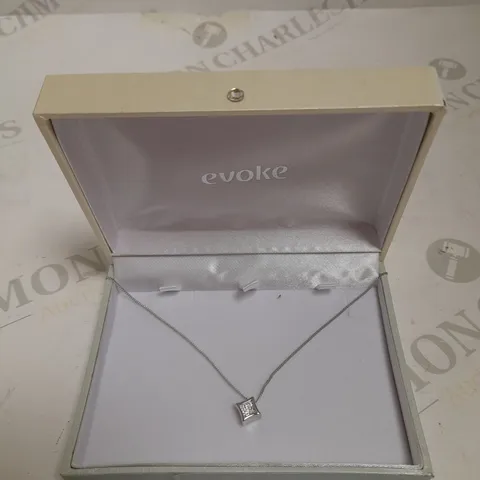 EVOKE CRYSTAL SQUARE PENDANT NECKLACE 