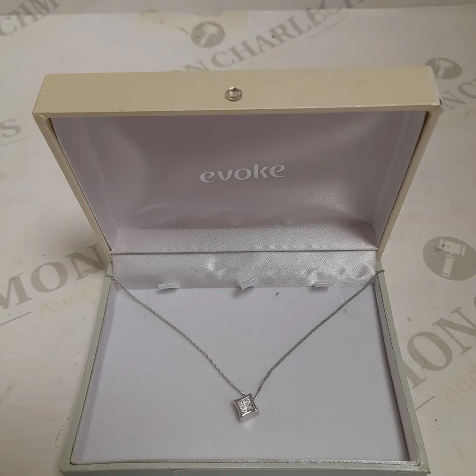 EVOKE CRYSTAL SQUARE PENDANT NECKLACE 