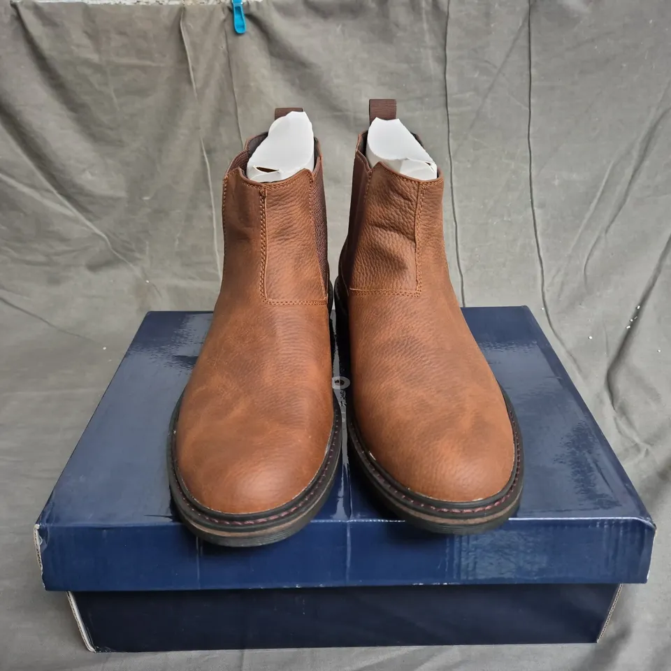 BOXED PAIR OF BEN SHERMAN MENS VINCENT CHELSEA BOOTS IN TAN - UK SIZE 9