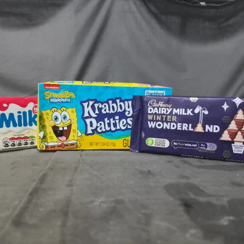 APPROXIMATELY 10 ASSORTED FOOD AND DRINK ITEMS TO INCLUDE KRABBY PATTIES, DAIRY MILK, MILKYBAR, ETC