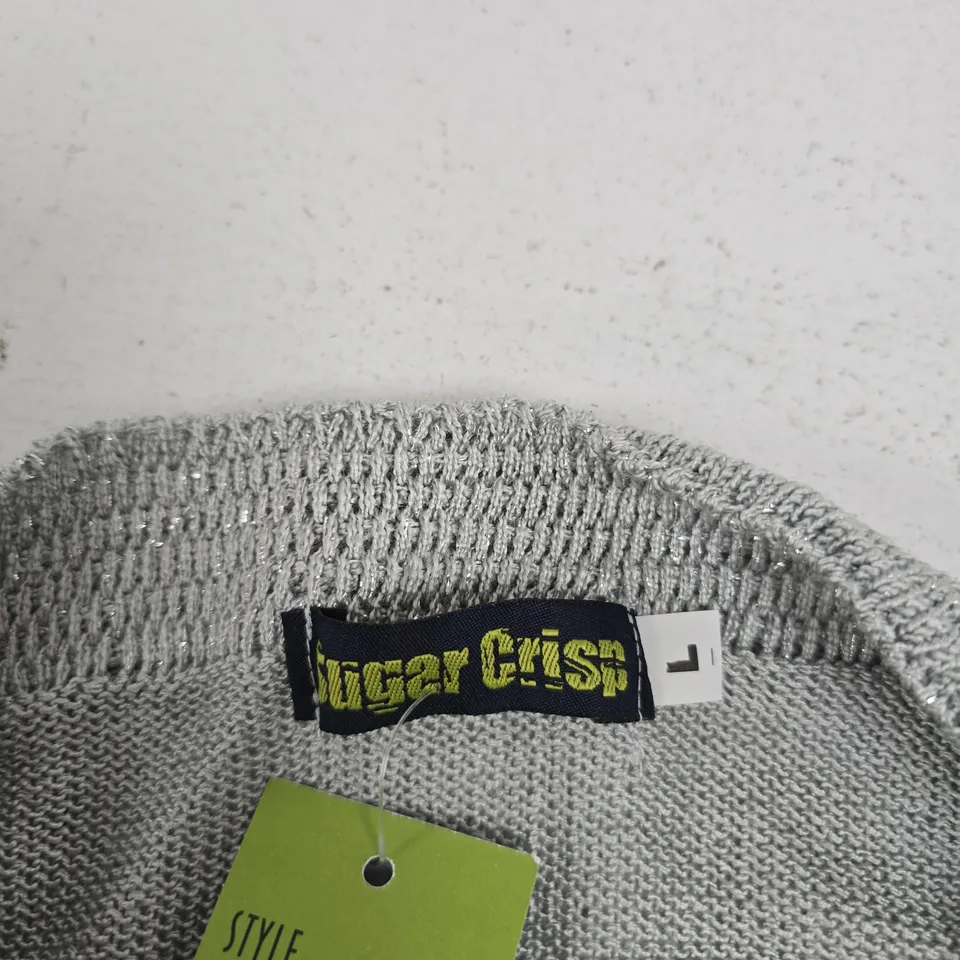 SUGAR CRISP GREY KNIT JUMPER, UK SIZE L