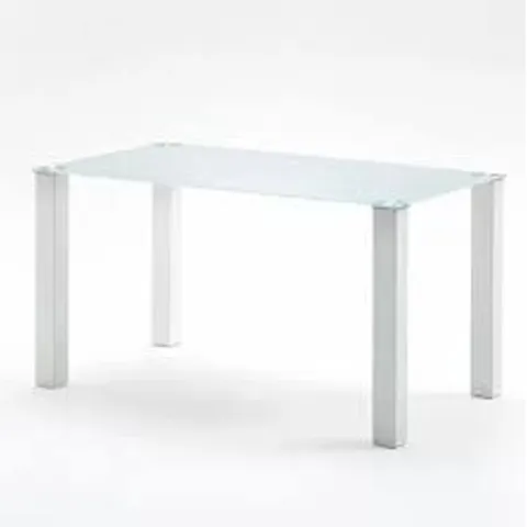 BRAND NEW & BOXED HANNA FROSTED GLASS TOP DINING TABLE WITH HIGH GLOSS WHITE LEGS (2 BOXES)