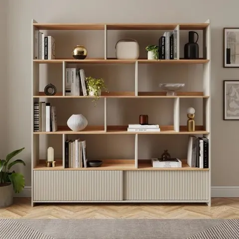 BOXED GEORGI EXTRA WIDE BOOKCASE - NATURAL (3 BOXES)