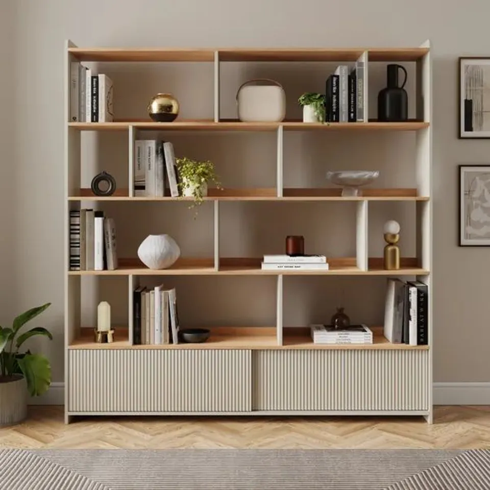 BOXED GEORGI EXTRA WIDE BOOKCASE - NATURAL (3 BOXES)
