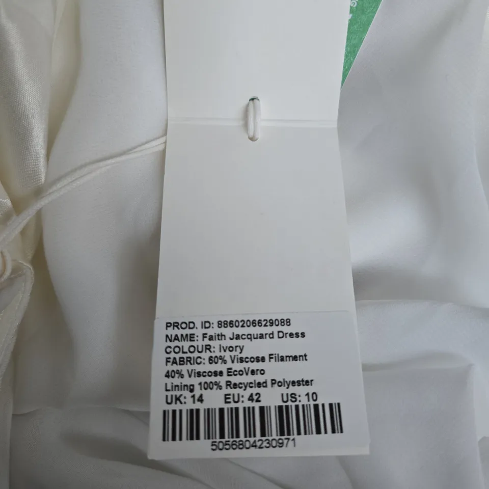 FAITH JACQUARD DRESS – IVORY, UK 14 (EU 42, US 10)
