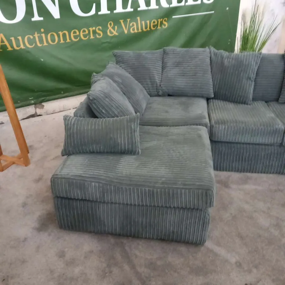 DESIGNER DUVERNAY GREY CORDED FABRIC CORNER SOFA