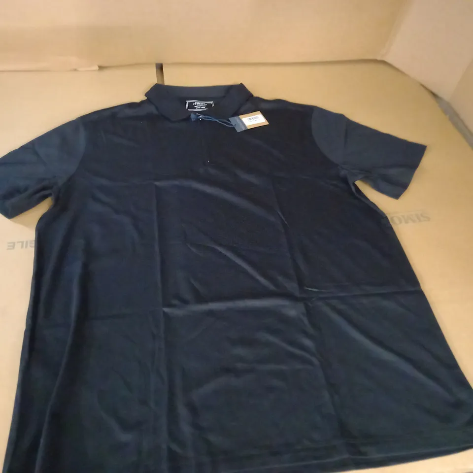 CHARLES TYRWHITT BLACK ZIP JERSEY POLO - XL
