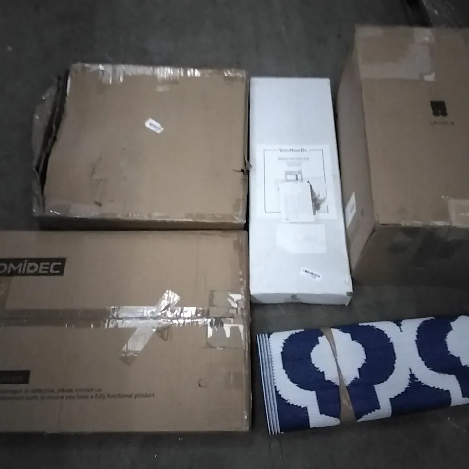 PALLET OF ASSORTED ITEMS INCLUDING ACCSTORE SHOE RACK, MEMORY FOAM TOPPER, LEVEL8 SUITCASE, HOMIDEC, GREEHOMDE BAMBOO 3 TIER CORNER SHELF, PLANT THEATRE ADIRONDACK HARDWOOD CHAIR