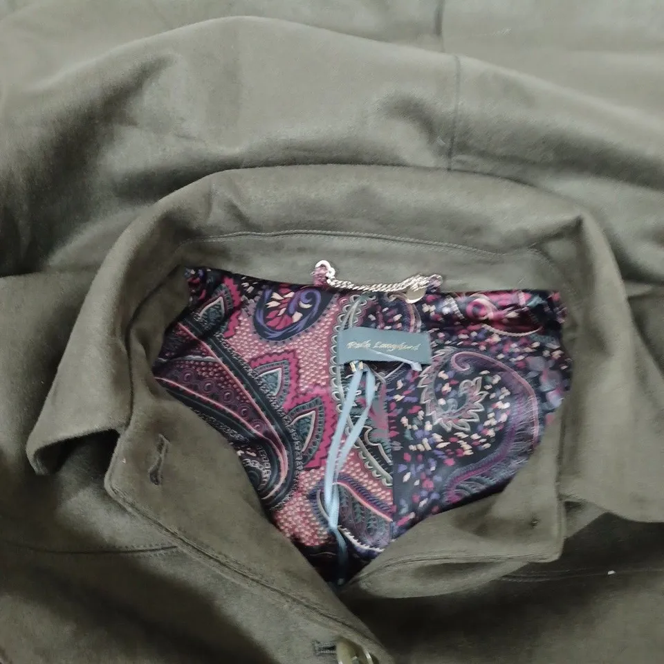 RUTH LANGFORD BUTTONED KHAKI COAT SIZE UNSPECIFIED