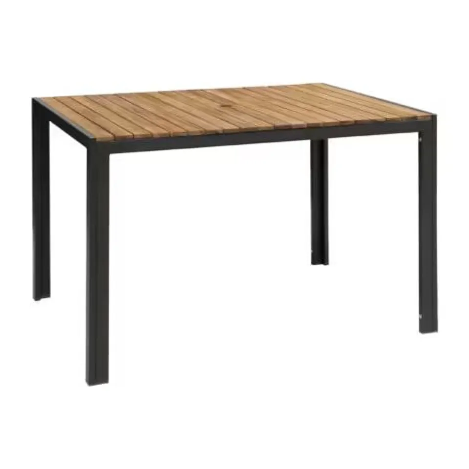 BOXED BOLERO DS153 ACACIA WOOD AND STEEL RECTANGULAR DINING TABLE, 1200MM