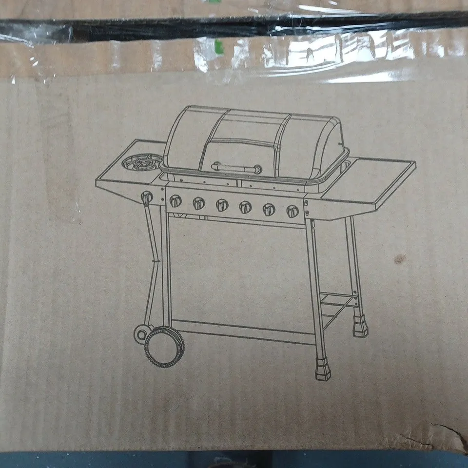 BOXED GRADE 1 6 BURNER GAS BBQ WITH SIDE BURNER - COLLECTION ONLY