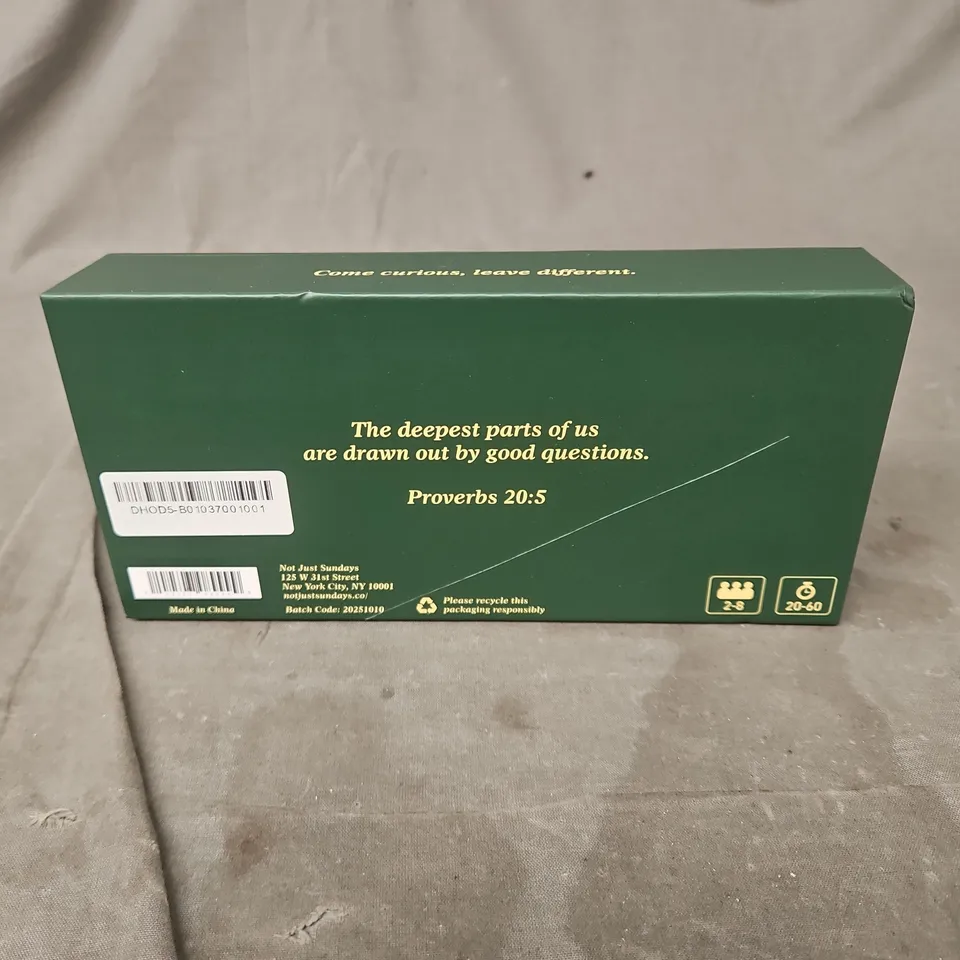 "NOT JUST SUNDAYS" CHRISTIANITY CARD GAME FOR 2-8 PEOPLE BOXED