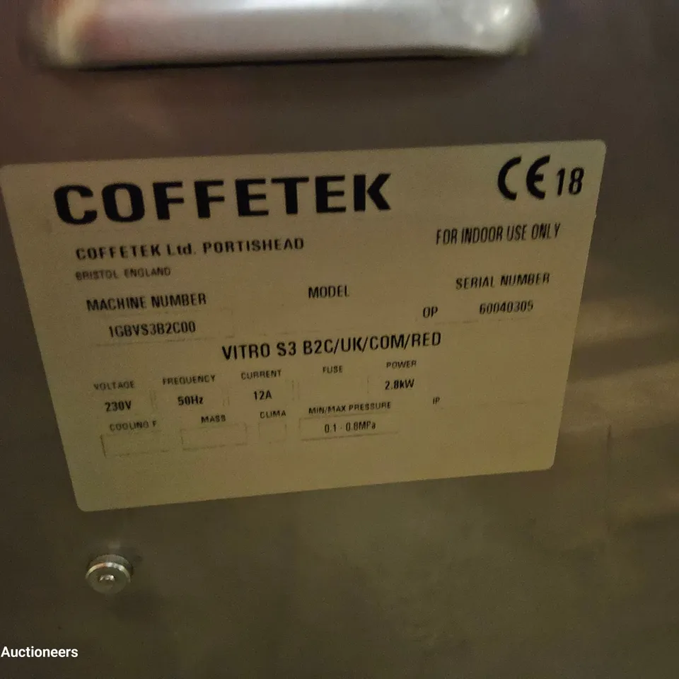 COFFETEK VITRO S3 BEAN TO CUP COFFEE & CHOCOLATE HOT DRINK MACHINE