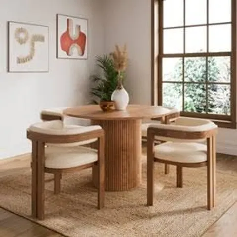BOXED AMARI ROUND DINING TABLE - DARK STAINED OAK (2 BOXES)