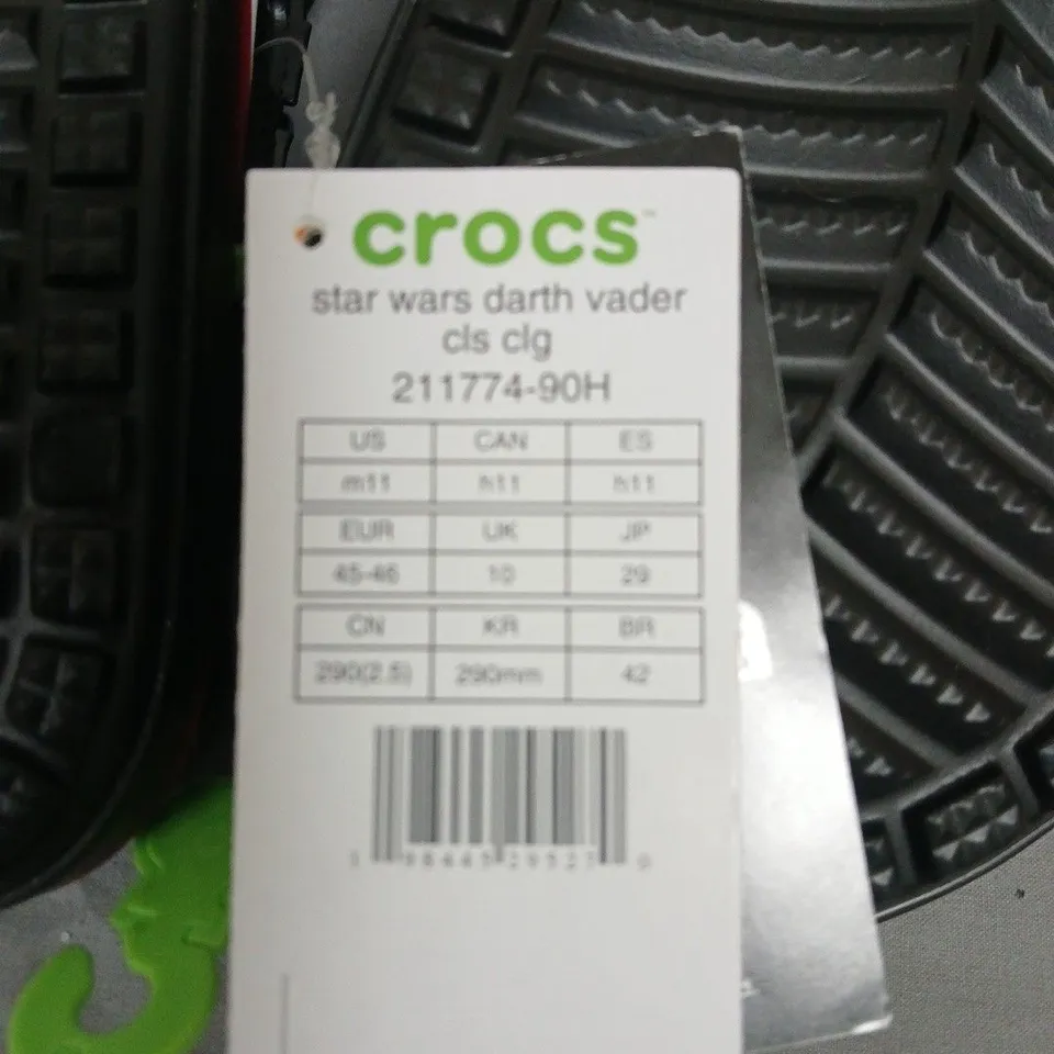 CROCS STAR WARS DARTH VADER CLOGS – UK 10 (EU 45-46) BLACK WITH RED TRIM