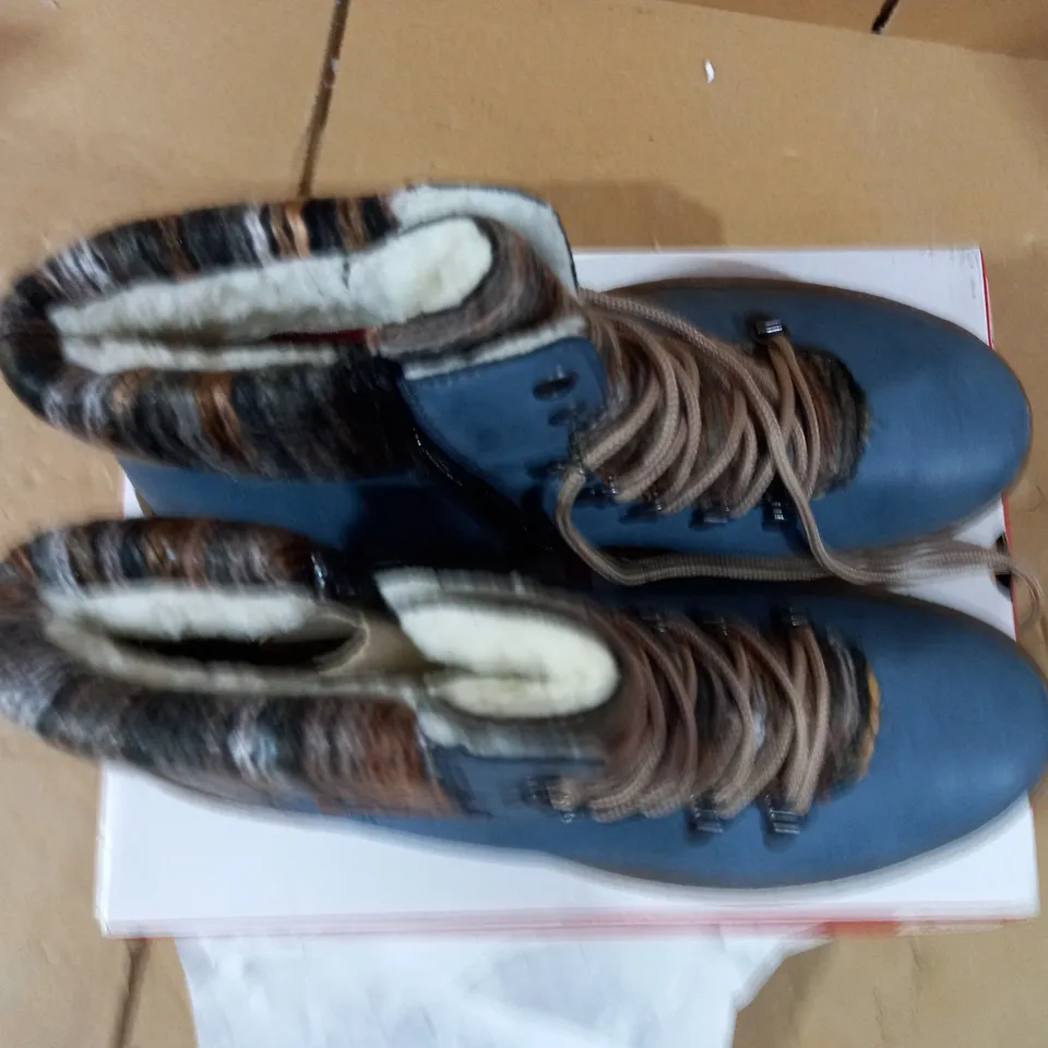 RIEKER LIGHT BLUE LACE UP ANKLE BOOTS - SIZE 8