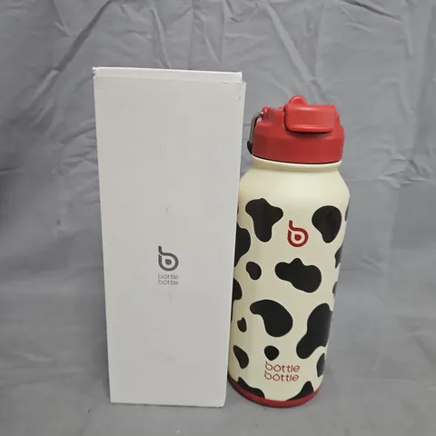 BOTTLE BOTTLE COW PRINT WATER BOTTLE – RED LID